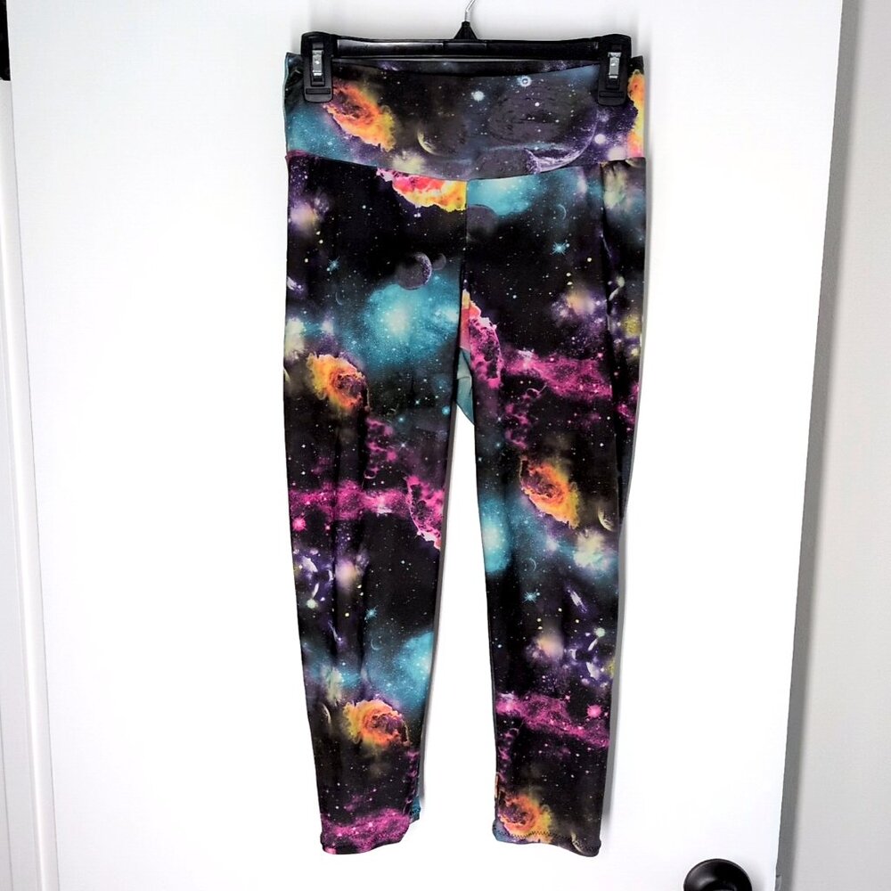 Fractal 9 Rainbow Galaxy High Rise Gym Crop Leggings M space yoga Etsy handmade